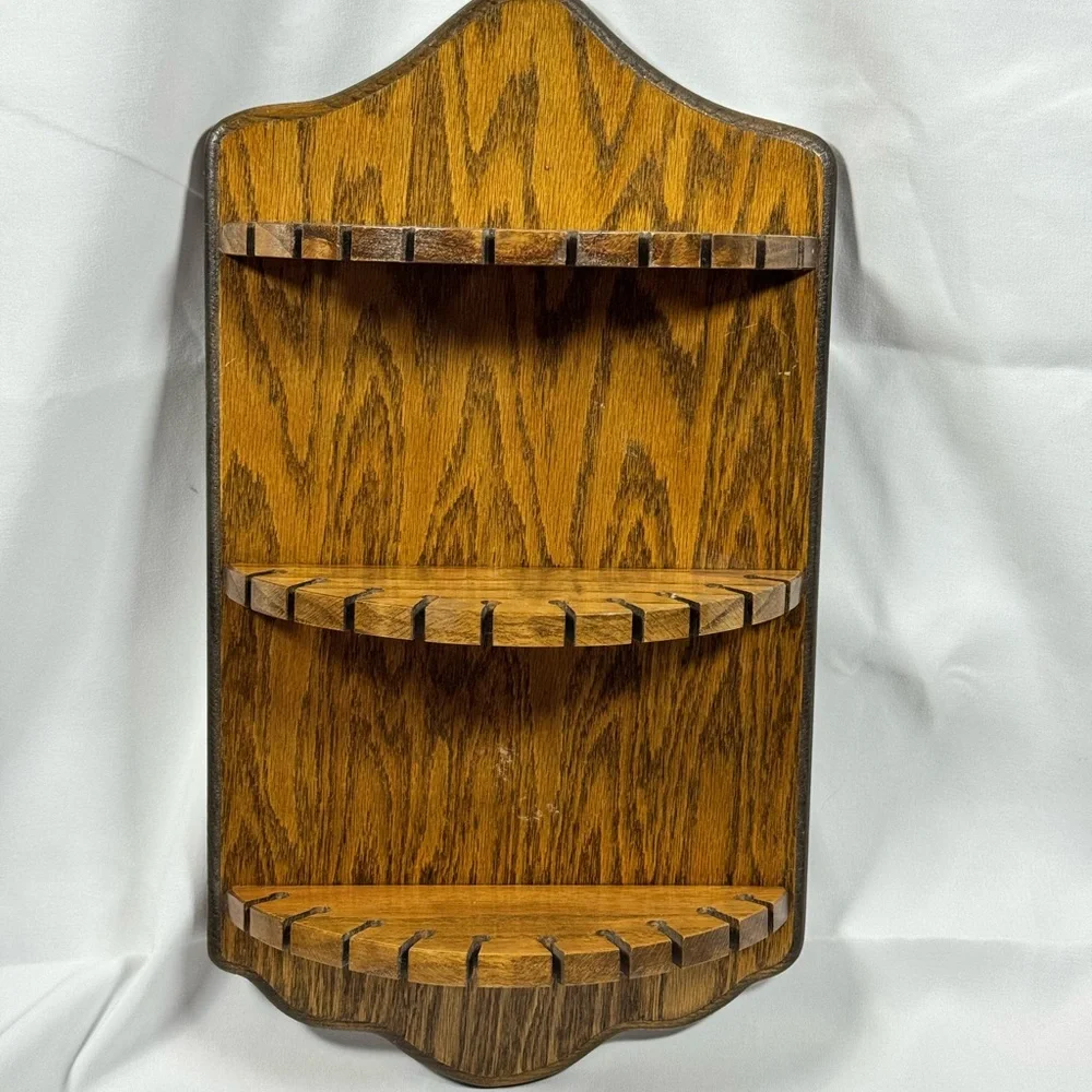 Rustic Brown Wooden Wall Souvenir Spoon Display‎ Shelf